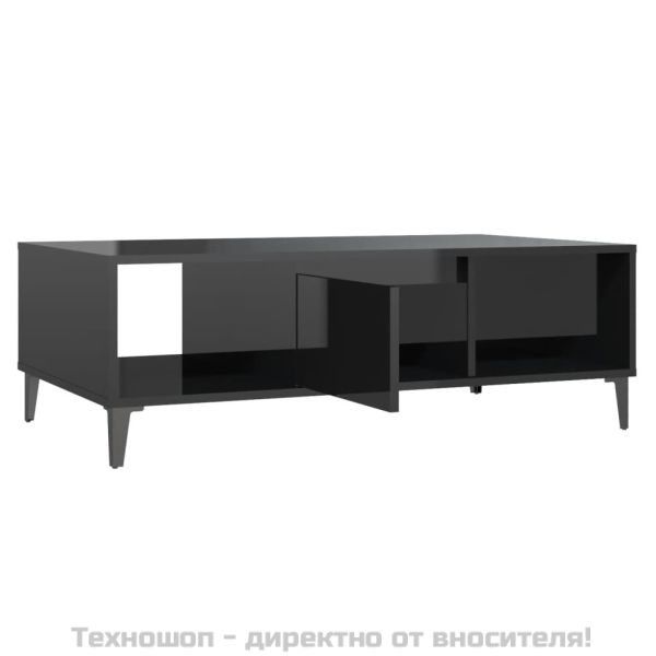 Маса за кафе, черен гланц, 103,5x60x35 см, инженерно дърво