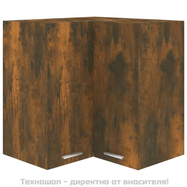 Ъглов шкаф за окачване "Lyon", опушен дъб, 57x57x60 см, инженерно дърво