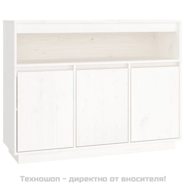 Сайдборд, бял, 104,5x34x80 см, бор масив