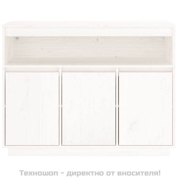 Сайдборд, бял, 104,5x34x80 см, бор масив