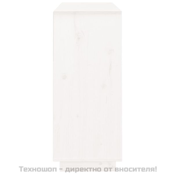 Сайдборд, бял, 104,5x34x80 см, бор масив