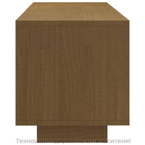 ТВ шкаф, меденокафяв, 110x30x33,5 см, борово дърво масив