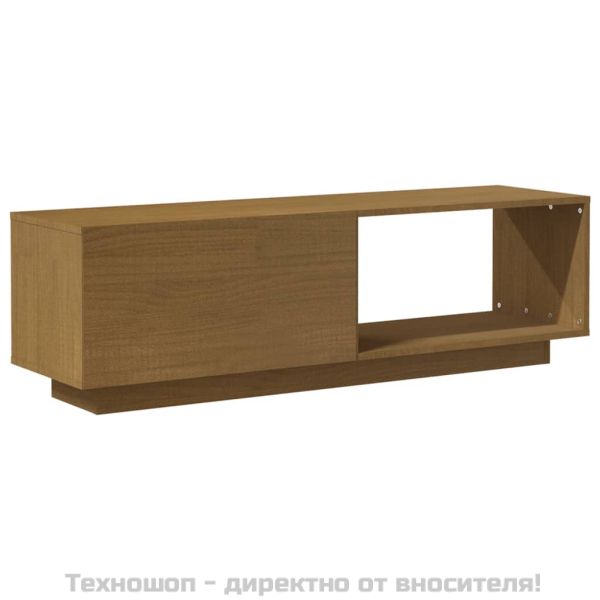 ТВ шкаф, меденокафяв, 110x30x33,5 см, борово дърво масив