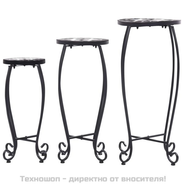 Мозаечни маси, 3 бр, черно-бели, керамика