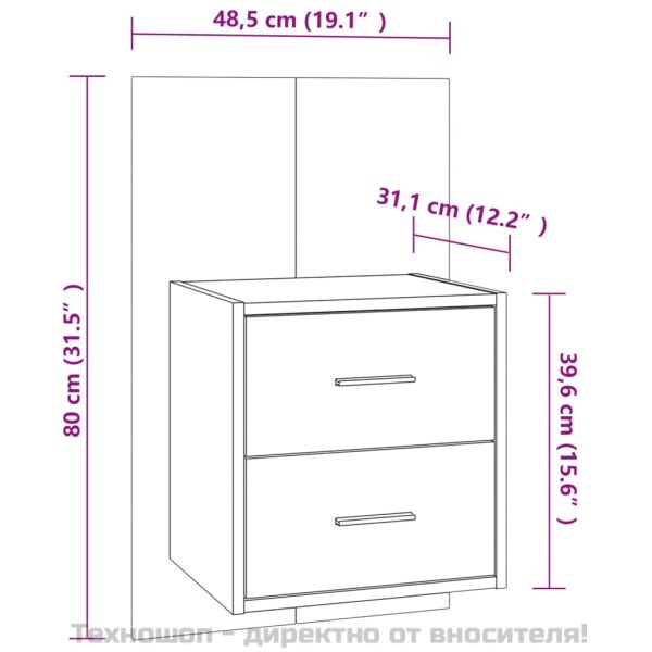 Нощно шкафче за стенен монтаж, черно