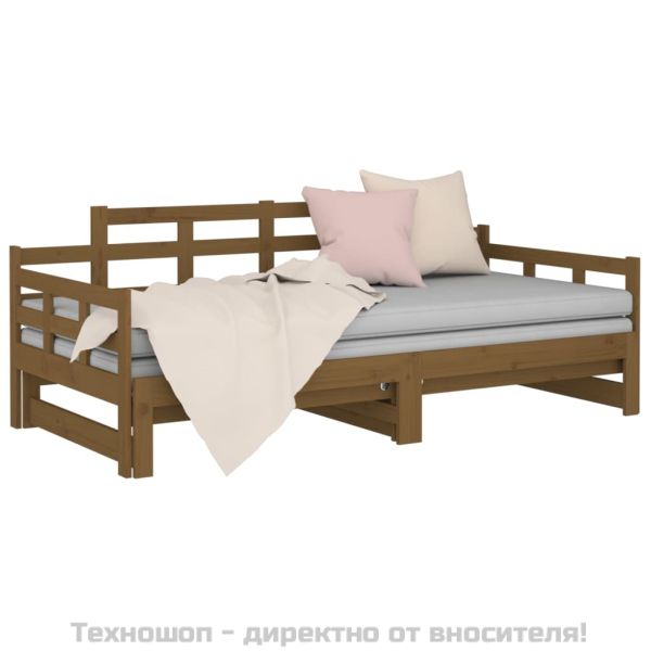 Разтегателно дневно легло без матрак меденокафяво 2x(90x200) см