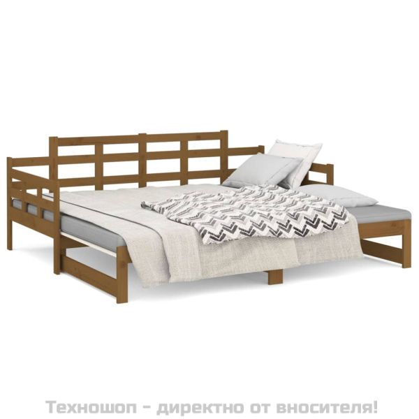 Разтегателно дневно легло без матрак меденокафяво 2x(90x200) см