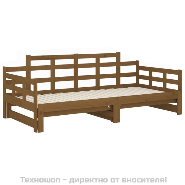 Разтегателно дневно легло без матрак меденокафяво 2x(90x200) см