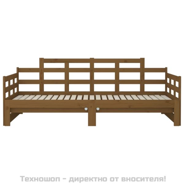 Разтегателно дневно легло без матрак меденокафяво 2x(90x200) см