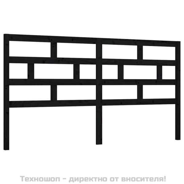 Горна табла за легло, черна, 206x4x100 см, бор масив