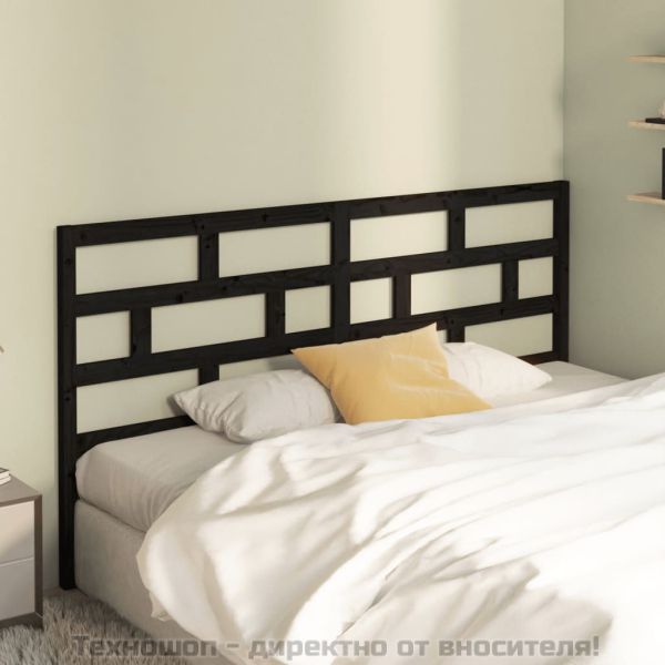 Горна табла за легло, черна, 206x4x100 см, бор масив