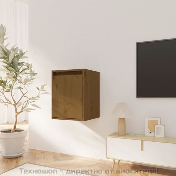 Стенни шкафове, 2 бр, меденокафяви, 30x30x40 см, бор масив