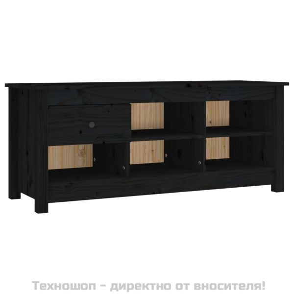 Шкаф за обувки, черен, 110x38x45,5 см, бор масив