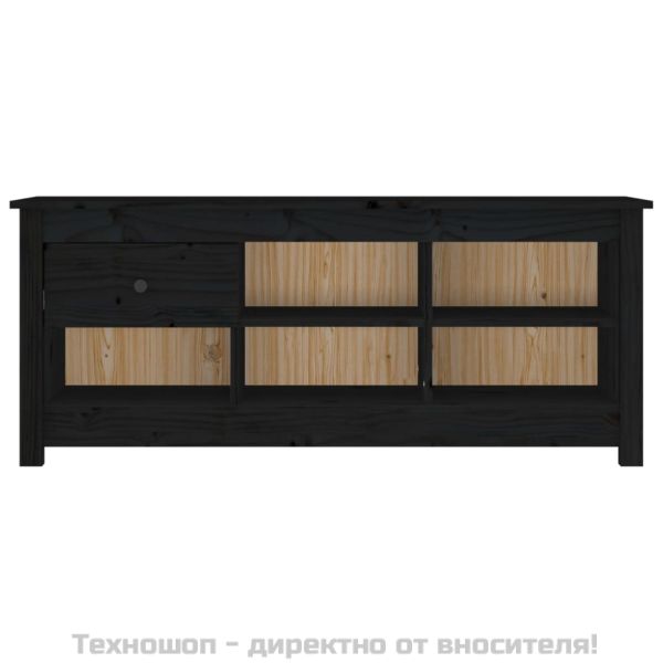 Шкаф за обувки, черен, 110x38x45,5 см, бор масив