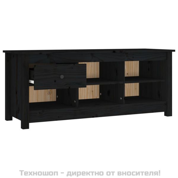 Шкаф за обувки, черен, 110x38x45,5 см, бор масив