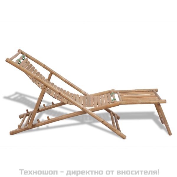Стол-шезлонг с подложка за крака, бамбук