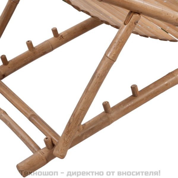 Стол-шезлонг с подложка за крака, бамбук