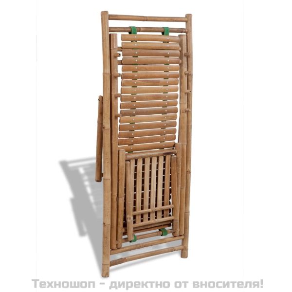 Стол-шезлонг с подложка за крака, бамбук