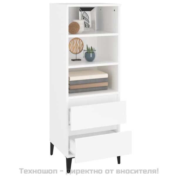 Висок шкаф, бял, 40x36x110 см, инженерно дърво