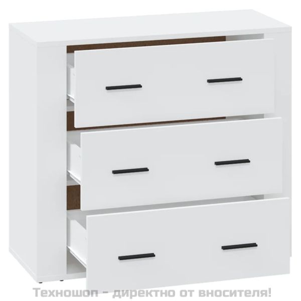 Сайдборд, бял, 80x33x70 см, инженерно дърво