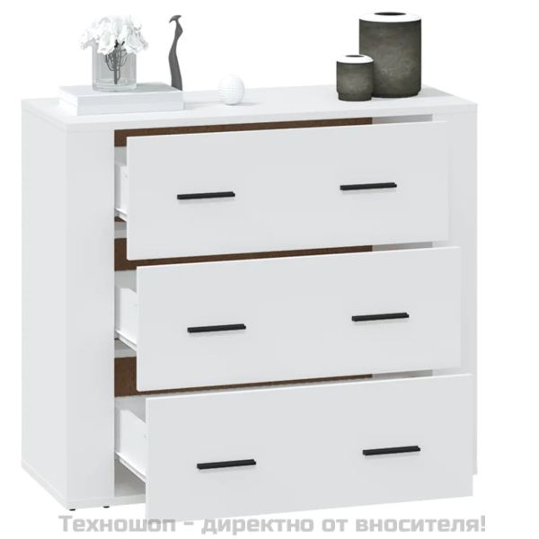 Сайдборд, бял, 80x33x70 см, инженерно дърво