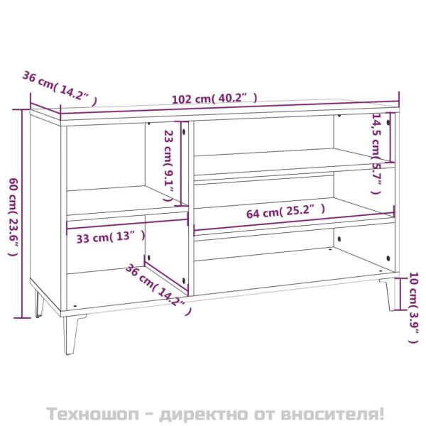 Шкаф за обувки, черен, 102x36x60 см, инженерно дърво