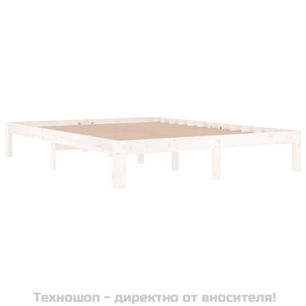 Рамка за легло, бяла, дърво масив, 150x200 cм, King Size