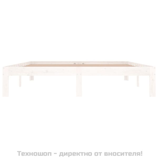Рамка за легло, бяла, дърво масив, 150x200 cм, King Size