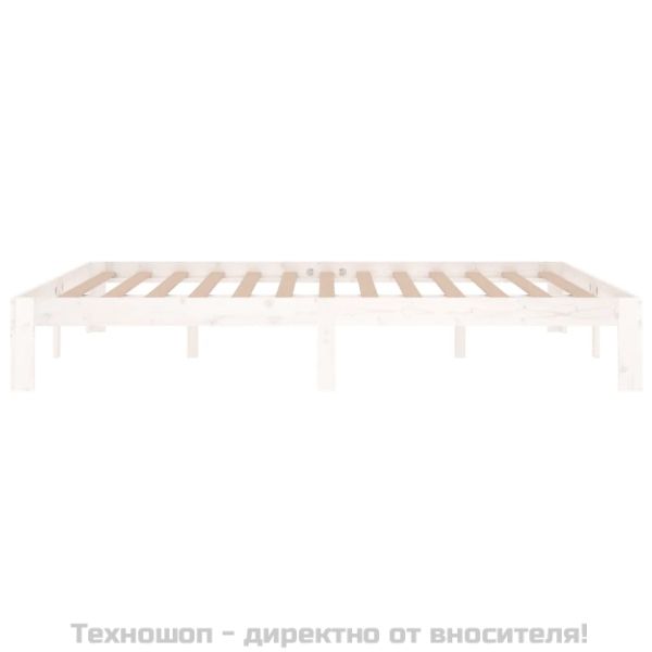 Рамка за легло, бяла, дърво масив, 150x200 cм, King Size