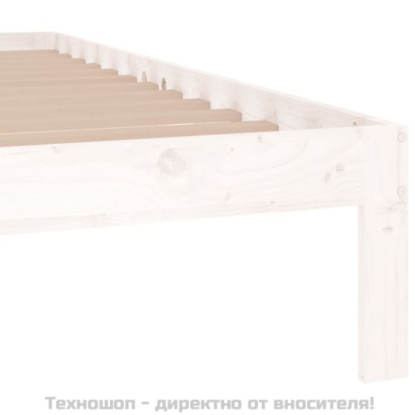 Рамка за легло, бяла, дърво масив, 150x200 cм, King Size