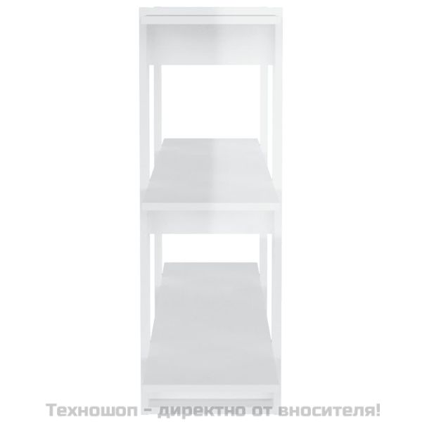 Библиотека/разделител за стая, бял гланц, 100x30x87 см