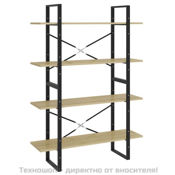 4-етажна библиотека, дъб сонома, 100x30x140 см, инженерно дърво