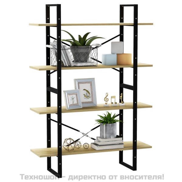 4-етажна библиотека, дъб сонома, 100x30x140 см, инженерно дърво