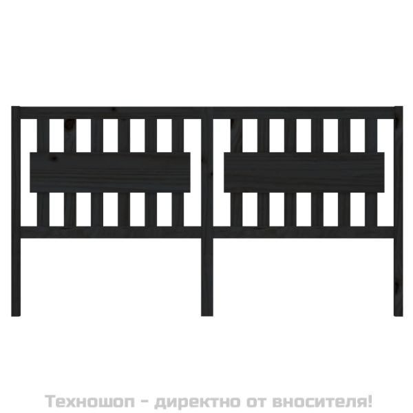 Горна табла за легло, черна, 145,5x4x100 см, бор масив