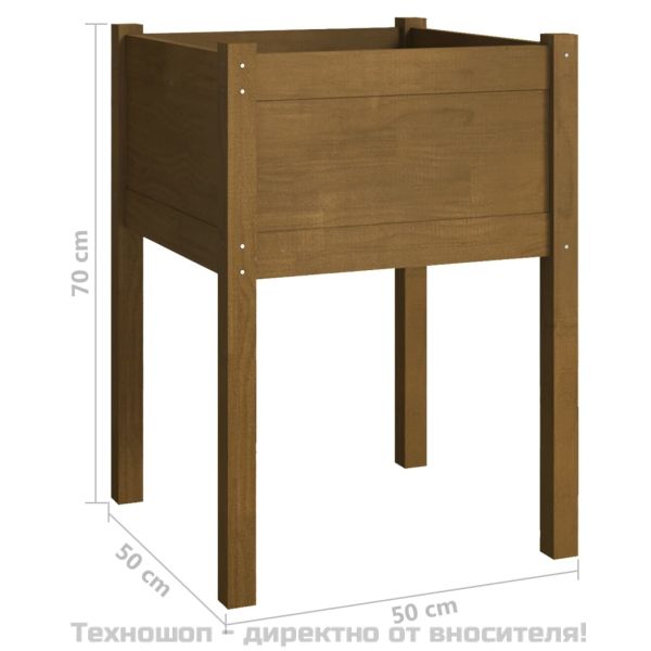 Градински сандъци, 2 бр, меденокафяви, 50x50x70 см, бор масив