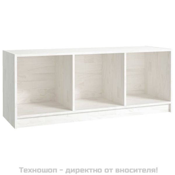 ТВ шкаф, бял, 104x33x41 см, бор масив