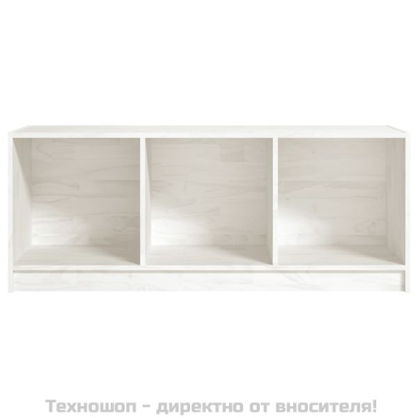 ТВ шкаф, бял, 104x33x41 см, бор масив