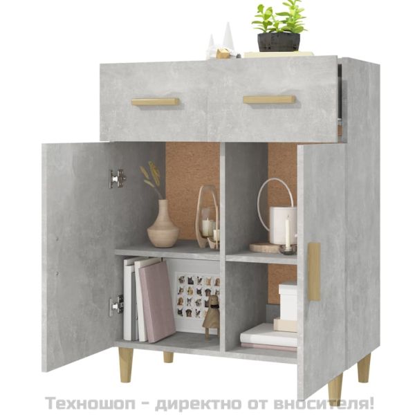 Сайдборд, бетонно сив, 69,5x34x89 см, инженерно дърво