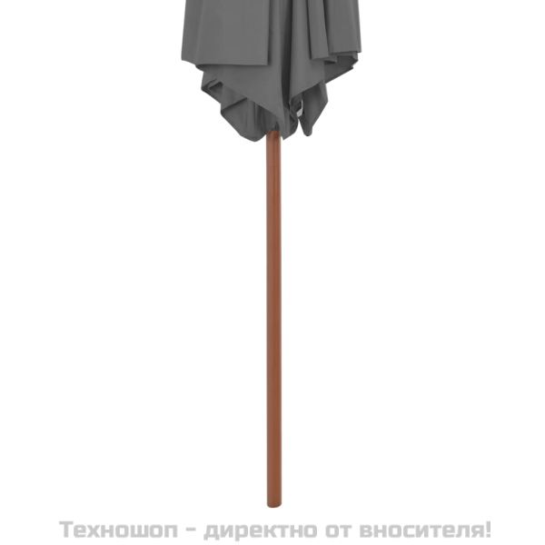 Градински чадър с дървен прът, 270 см, антрацит