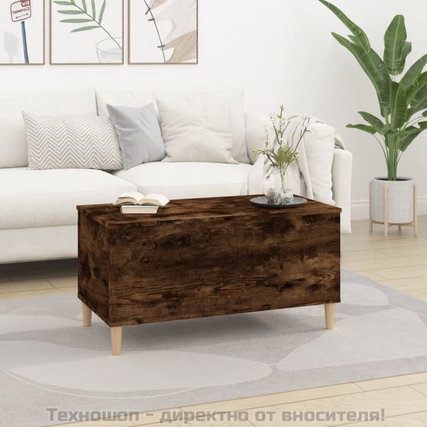 Кафе маса, опушен дъб, 90x44,5x45 см, инженерно дърво