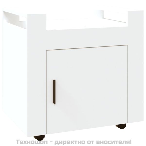 Бюро на колелца, бяло, 60x45x60 см, инженерно дърво