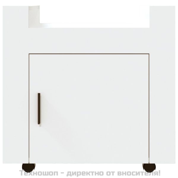 Бюро на колелца, бяло, 60x45x60 см, инженерно дърво