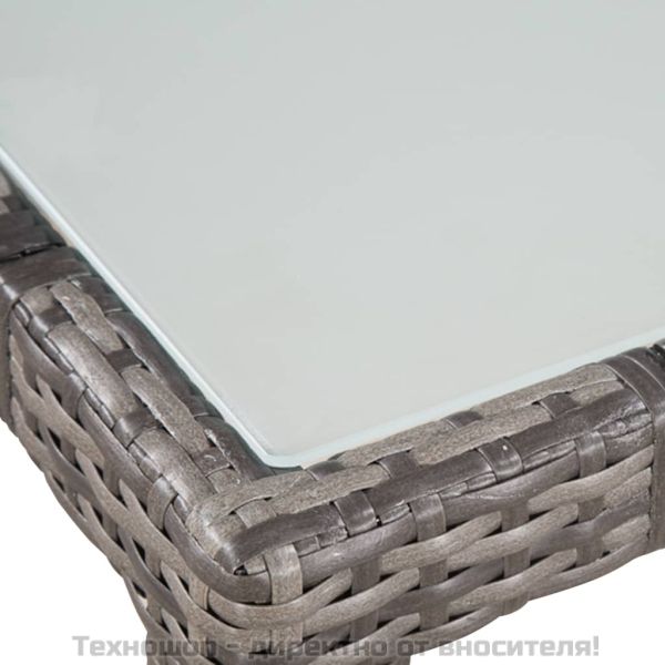 Градински комплект с възглавници, 5 части, полиратан, сив