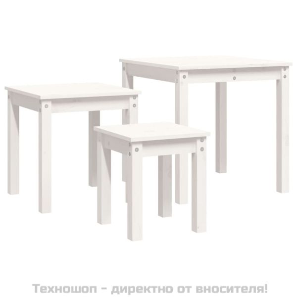 Стифиращи маси, 3 бр, бели, бор масив