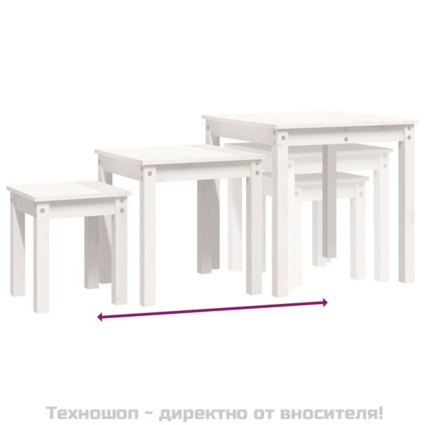 Стифиращи маси, 3 бр, бели, бор масив