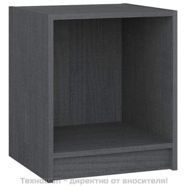 Нощни шкафчета, 2 бр, сиви, 35,5x33,5x41,5 см, бор масив