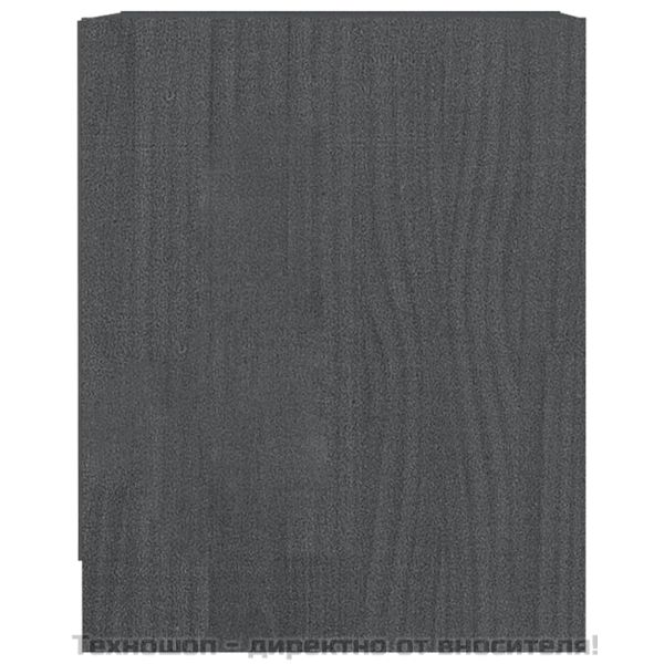 Нощни шкафчета, 2 бр, сиви, 35,5x33,5x41,5 см, бор масив
