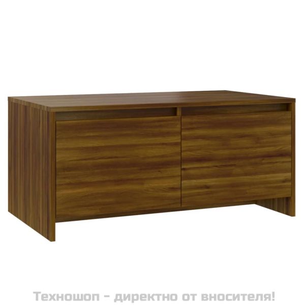 Кафе маса, кафяв дъб, 90x50x41,5 см, инженерно дърво