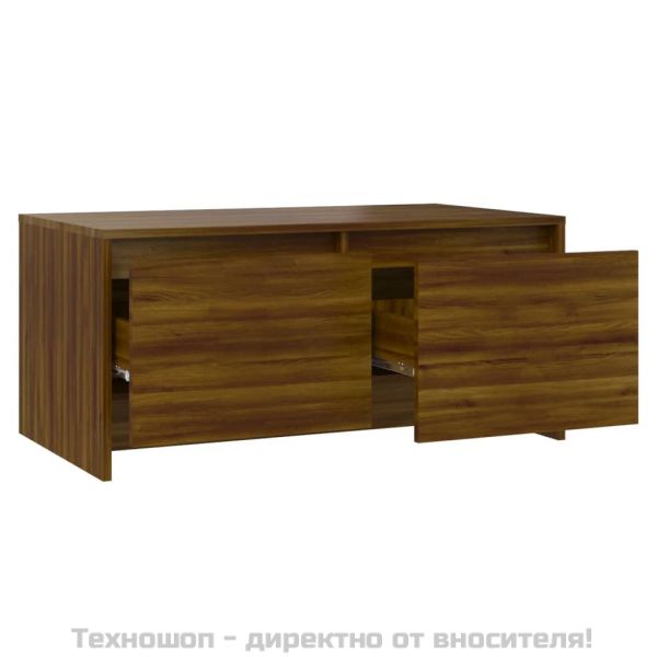 Кафе маса, кафяв дъб, 90x50x41,5 см, инженерно дърво