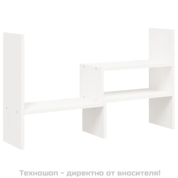 Поставка за монитор, бяла, (39-72)x17x43 см, бор масив
